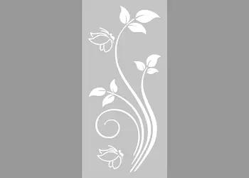 folie sablare usa din sticla folina model floral stilizat alb