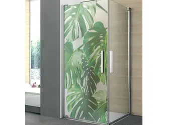 folie cabina dus folina model frunze exotice autoadeziva 100 210 cm