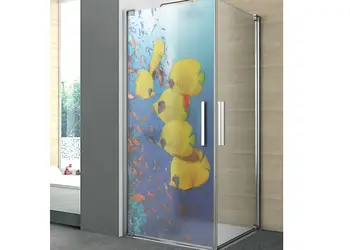 folie cabina dus folina model pesti galbeni autoadeziva 100 210 cm