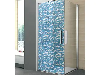 folie cabina dus folina model valuri albastra 100 210 cm