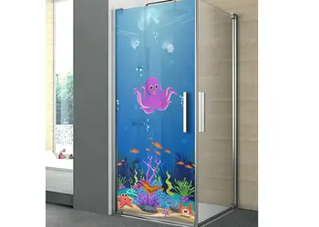 folie cabina dus folina peisaj marin multicolor 100 210 cm