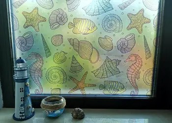 folie sablare cabina dus folina model scoici multicolor 100 cm latime