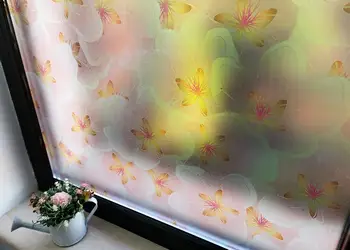 folie geam autoadeziva folina model floral roz 100 cm latime