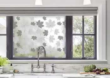 folie geam autoadeziva hana folina model frunze gri 100 cm latime