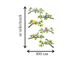 folie geam autoadeziva model crengi si pasari buzunnew sablare tip bordura 50x200cm s00