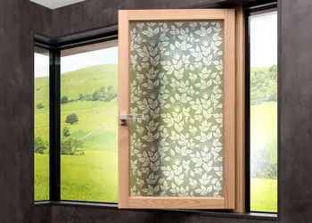 folie geam autoadeziva folina verde cu model floral 100 cm latime