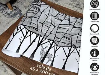 folie geam autoadeziva model padure minimalista sablare tip bordura 45x200cm s00