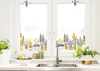 folie geam autoadeziva model plante de apartament sablare tip bordura 50x200cm s0