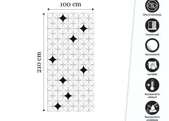 folie geam cabina de dus sablare cu model eclectic monocromatic rola 100x210cm s00