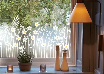 folie geam cu model flori de camp bordura decorativa 45x200 cm