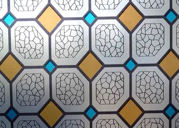 folie geam autoadeziva vitraliu geometic portocaliu