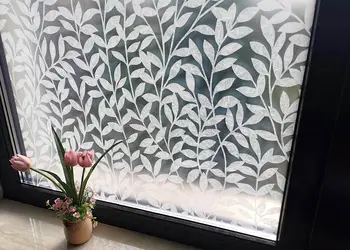 folie geam electrostatica jane dcfix efect de sablare imprimeu crengute albe