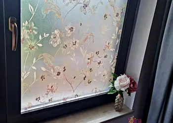 folie geam folina sablare cu model floral maro