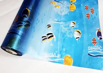 folie geam cabina dus sablare albastra cu model pesti