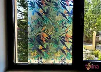 folie geam sablare cu model plante exotice