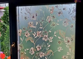 folie geam folina sablare cu model floral maro