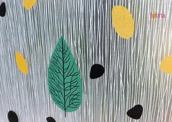 folie geam autoadeziva folina sablare cu frunze stilizate colorate