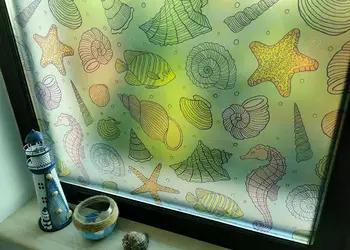 folie sablare cabina dus folina model scoici multicolor 100 cm latime