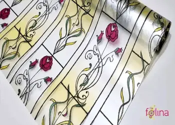 folie sablare vitraliu floral cu trandafiri