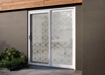 folie sablare usa din sticla cu model geometric