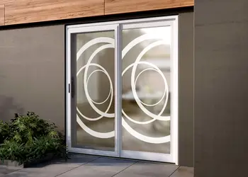 folie sablare usa din sticla folina imprimeu cercuri albe