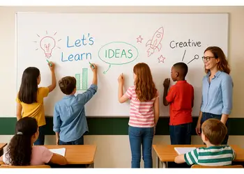 folie tabla whiteboard cu markere colorate