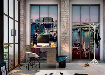 fototapet 3D loft komar peisaj urban 368 248 cm