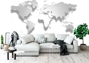 fototapet 3d harta lumii gri