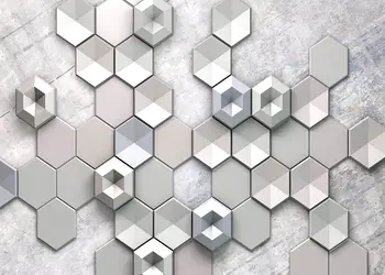 fototapet 3d hexagoane metalice