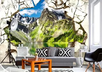fototapet 3d lac de munte break wall