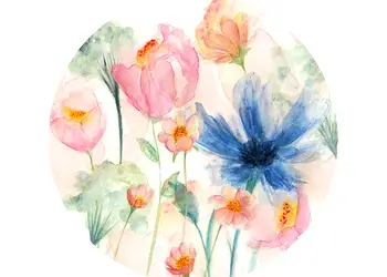 fototapet rotund model floral pastel