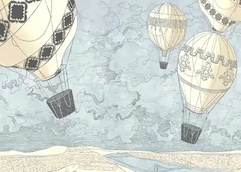 tapet cu baloane aer cald in nuante pastel