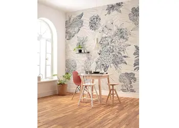 fototapet botanical paper komar model floral stilizat gri 300 280 cm