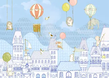 fototapet copii rooftop ralley komar culori pastel 350 250 cm