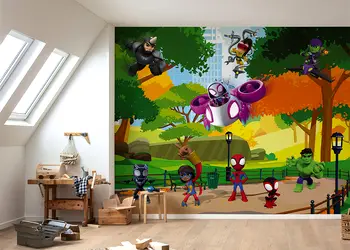 fototapet camera copii cu personaje marvel spidey and friends