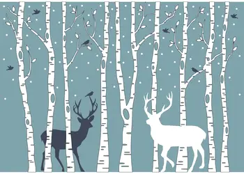 fototapet camera copii copaci si cerbi