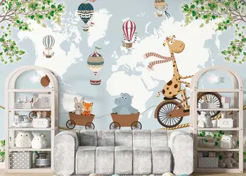 fototapet copii decor vesel si animat cu animale