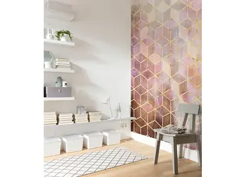 fototapet cu model geometric roz