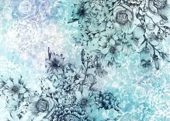 fototapet floral albastru windflowers