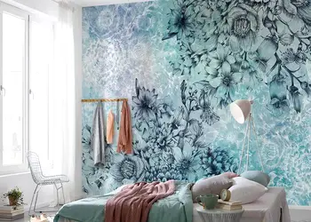 fototapet floral albastru windflowers