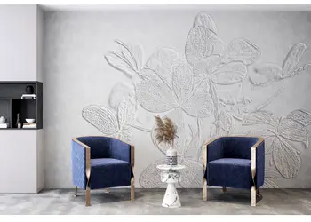 fototapet floral gri 