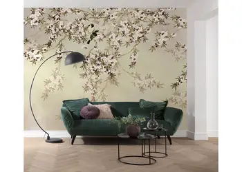 fototapet floral love birds bej