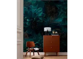 fototapet floral verde ombres