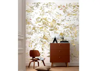 fototapet golden feathers komar accente metalice aurii 300 280 cm