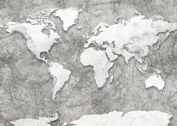 fototapet harta lumii komar world relief gri 350 250 cm