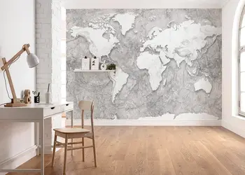 fototapet harta lumii komar world relief gri 350 250 cm