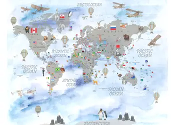 fototapet harta lumii pentru copii