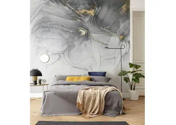 fototapet ink gold fluid komar gri cu accente metalice aurii 300 280 cm