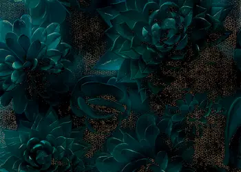 fototapet floral verde ombres