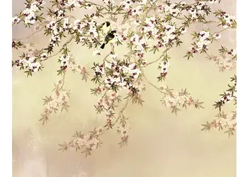 fototapet floral love birds bej